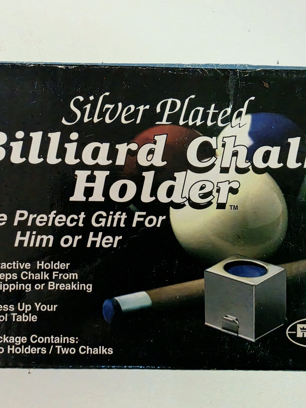 REGAL Silver Plated Billiard Chalk Holder Set with 2 Chalks Chalker